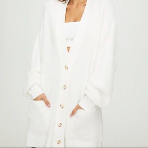 Aritzia White Long Cardigan